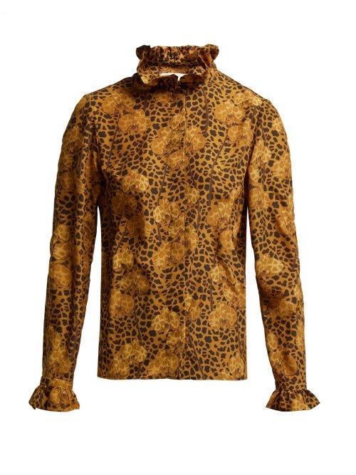 Matchesfashion.com Borgo De Nor - Veronica Leopard Print Blouse - Womens - Leopard