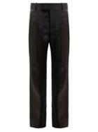 Matchesfashion.com Haider Ackermann - Calder High Rise Silk Satin Trimmed Wool Trousers - Womens - Black
