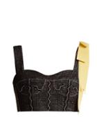 Matchesfashion.com Erdem - Deidra Jacquard Cropped Top - Womens - Black Burgundy