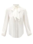 Matchesfashion.com See By Chlo - Tie-neck Crepe De Chine Blouse - Womens - White