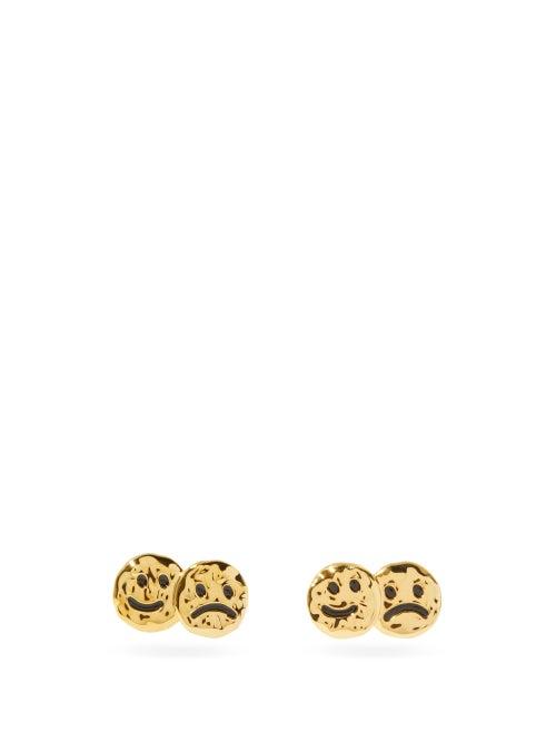 Matchesfashion.com Jiwinaia - Face Stud Rhodium-plated Earrings - Womens - Gold