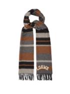 Matchesfashion.com Loewe - Striped Brushed Wool Scarf - Mens - Grey