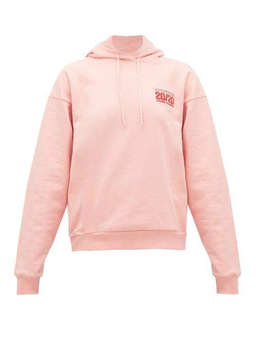 Matchesfashion.com Martine Rose - Logo-embroidered Cotton-jersey Hooded Sweatshirt - Womens - Pink