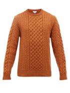 Matchesfashion.com Sunspel - Cable Knitted Wool Sweater - Mens - Orange