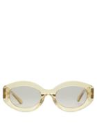 Matchesfashion.com Karen Walker Eyewear - Oval Frame Acetate Sunglasses - Womens - Grey Gold
