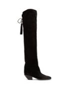 Saint Laurent West Suede Slouch Tassel Boots