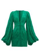 Matchesfashion.com Rat & Boa - Isabella Floral Jacquard Mini Dress - Womens - Green