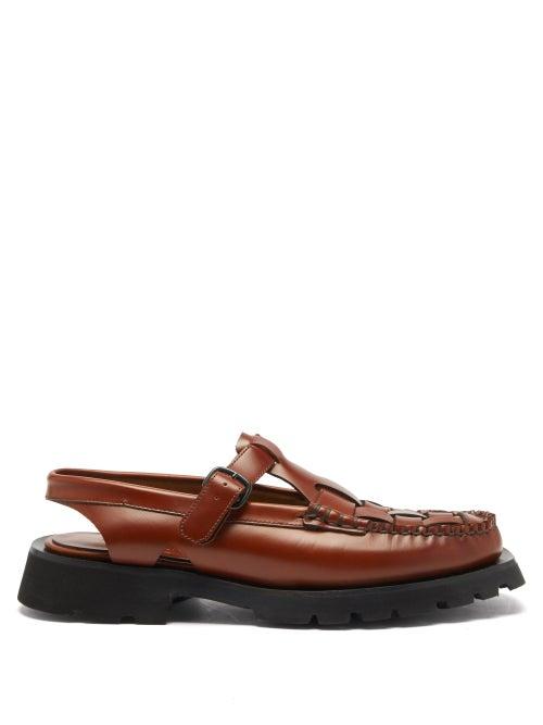 Hereu - Cranc Sport Leather Slingback Loafers - Womens - Brown