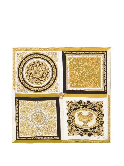 Matchesfashion.com Versace - Tile-print Silk Scarf - Womens - Gold Multi