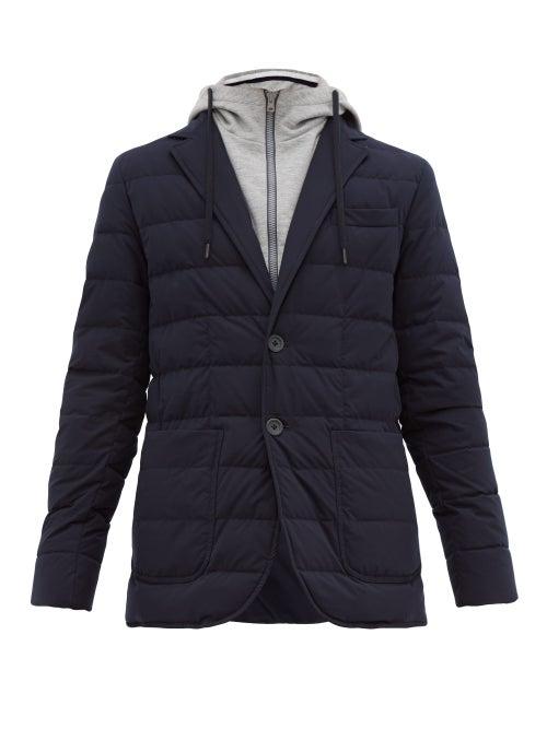 Matchesfashion.com Herno - Single Breasted Down Quilted Jacket - Mens - Navy