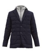 Matchesfashion.com Herno - Single Breasted Down Quilted Jacket - Mens - Navy
