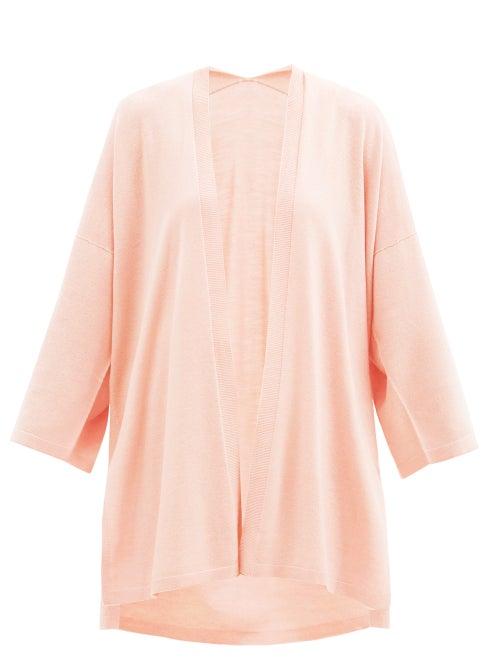 Matchesfashion.com Wolford - Aurora Longline Wide-sleeve Wool Cardigan - Womens - Light Pink