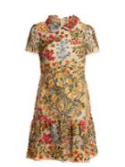 Redvalentino Embroidered Floral-mesh Ruffle Hem Dress