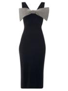 Matchesfashion.com Christopher Kane - Exagerated-bow Velvet Midi Dress - Womens - Black