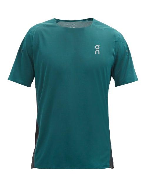 Matchesfashion.com On - Logo-print Bi-colour Technical T-shirt - Mens - Green