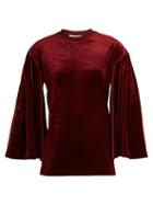 Matchesfashion.com Toga - Flared Sleeves Velvet Top - Womens - Burgundy