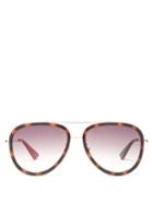 Matchesfashion.com Gucci - Tortoiseshell-effect Acetate Aviator Sunglasses - Womens - Brown Gold