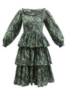 Batsheva - X Laura Ashley Welsh Floral-print Cotton Dress - Womens - Green Multi
