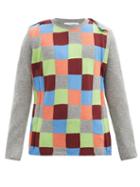 Matchesfashion.com Comme Des Garons Shirt - Checkerboard-panel Wool-blend Sweater - Mens - Grey Multi