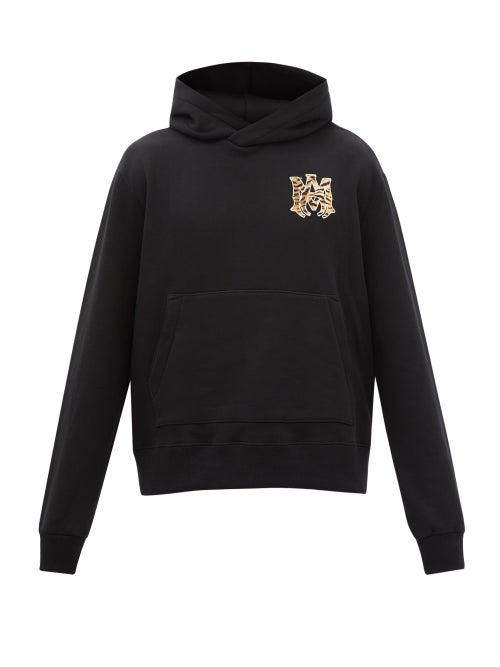 Amiri - Tiger Logo-patch Cotton-jersey Hooded Sweatshirt - Mens - Black