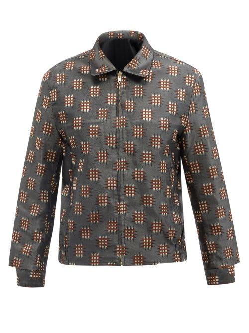 Sasquatchfabrix. - Reversible Zipped Twill Jacket - Mens - Black Grey