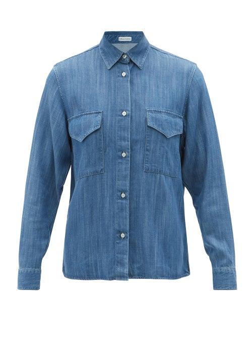 Matchesfashion.com Officine Gnrale - Bonnia Stonewashed Lyocell Shirt - Womens - Dark Blue