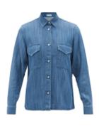 Matchesfashion.com Officine Gnrale - Bonnia Stonewashed Lyocell Shirt - Womens - Dark Blue