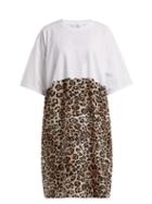 Matchesfashion.com Raey - Cotton And Leopard Print Silk T Shirt Dress - Womens - Leopard