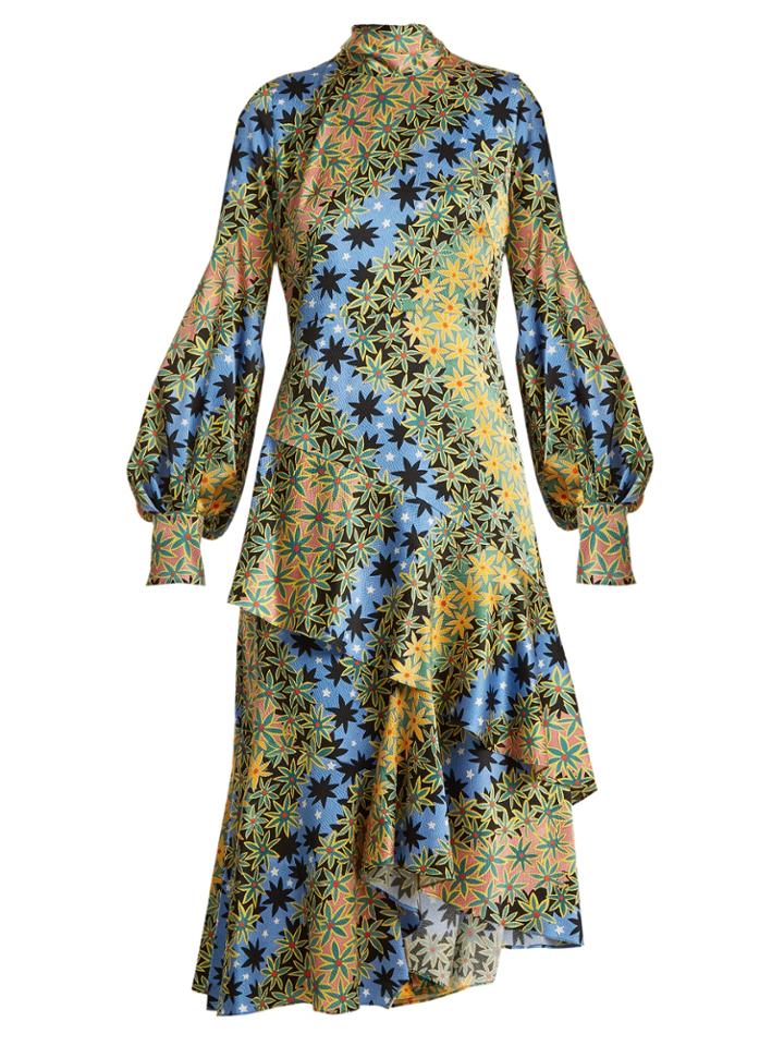 Peter Pilotto High-neck Floral-print Silk Dress