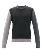 Mens Rtw Paul Smith - Colour-block Merino-wool Sweater - Mens - Grey Multi