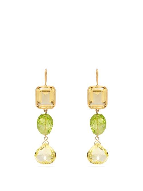 Matchesfashion.com Brigid Blanco - 18kt Gold, Citrine & Peridot Earrings - Womens - Green