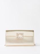 Roger Vivier - Flower Strass Metallic-leather Envelope Clutch Bag - Womens - Gold