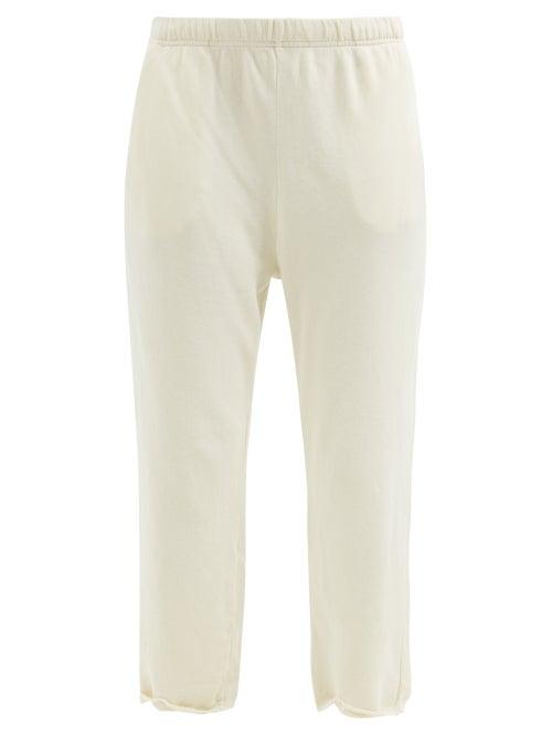 Les Tien - Raw-hem Brushed-back Cotton Track Pants - Womens - Ivory