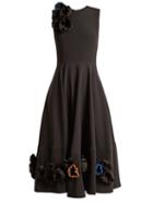 Matchesfashion.com Roksanda - Zennia Flower Appliqu Crepe Dress - Womens - Black