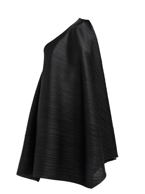 Matchesfashion.com Pleats Please Issey Miyake - One Shoulder Tech Pleated Dress - Womens - Black