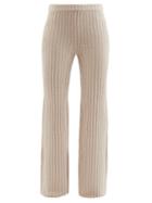 Gabriela Hearst - Miles Ribbed-knit Flared Trousers - Womens - Light Beige
