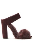 Aquazzura Purr Purr 115 Fur-trimmed Suede Sandals