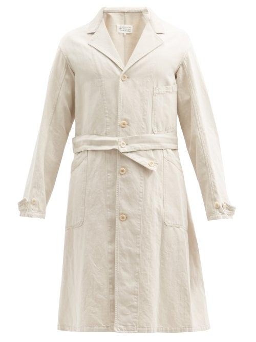 Matchesfashion.com Maison Margiela - Single-breasted Cotton-blend Twill Coat - Mens - White