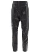 Tom Ford - Pleated High-rise Plong-leather Trousers - Womens - Black