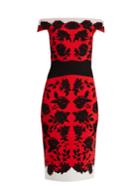 Alexander Mcqueen Off-the-shoulder Rose-intarsia Midi Dress