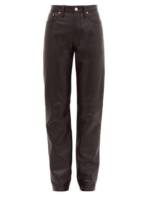 Matchesfashion.com Acne Studios - 1997 High Rise Straight Leg Leather Trousers - Womens - Black