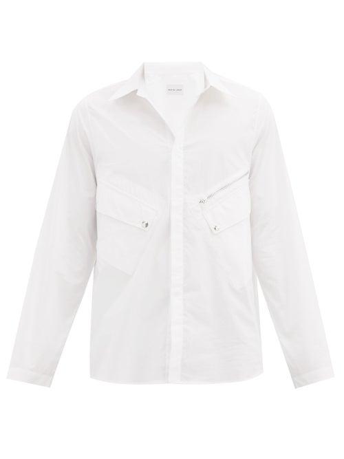 Matchesfashion.com Arnar Mar Jonsson - Zipped Patch Pocket Technical-cotton Shirt - Mens - White