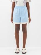 Bode - Lace-up High-rise Cotton Shorts - Womens - Blue White