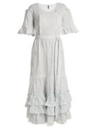 Matchesfashion.com Lisa Marie Fernandez - January Striped Seersucker Dress - Womens - Blue Stripe