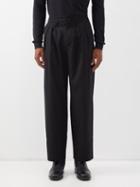 Auralee - Pleated Cotton-blend Twill Trousers - Mens - Black