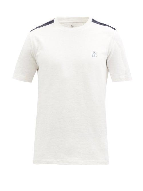 Brunello Cucinelli - Logo-print Cotton-jersey T-shirt - Mens - White Multi