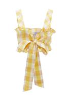 Matchesfashion.com Thierry Colson - Valentina Gingham Cotton-blend Cropped Top - Womens - Yellow Multi