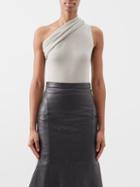 Rick Owens - One-shouldered Ribbed-knit Wool Top - Womens - Pearl