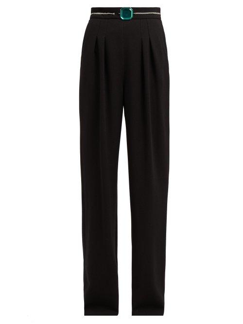 Matchesfashion.com Christopher Kane - High Waisted Straight Leg Crepe Trousers - Womens - Black