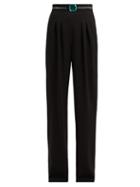 Matchesfashion.com Christopher Kane - High Waisted Straight Leg Crepe Trousers - Womens - Black